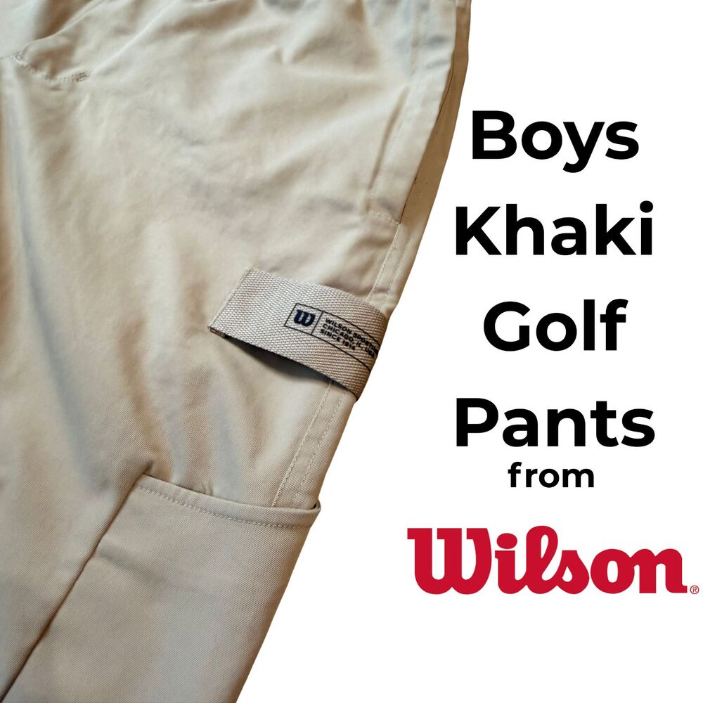Wilson Boys Khaki Performance Golf Pants Elastic Waist Cargo Pocket Size M